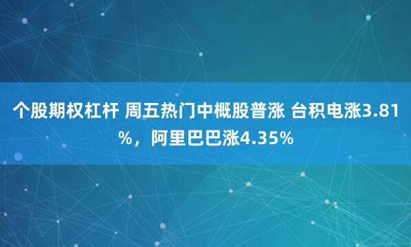 个股期权杠杆 周五热门中概股普涨 台积电涨3.81%，阿里巴巴涨4.35%
