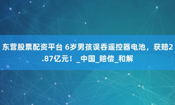 东营股票配资平台 6岁男孩误吞遥控器电池，获赔2.87亿元！_中国_赔偿_和解