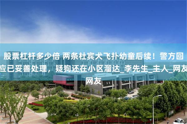 股票杠杆多少倍 两条杜宾犬飞扑幼童后续！警方回应已妥善处理，疑狗还在小区溜达_李先生_主人_网友