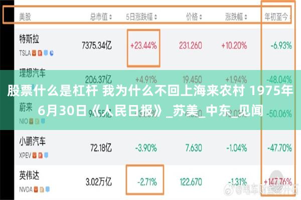 股票什么是杠杆 我为什么不回上海来农村 1975年6月30日《人民日报》_苏美_中东_见闻